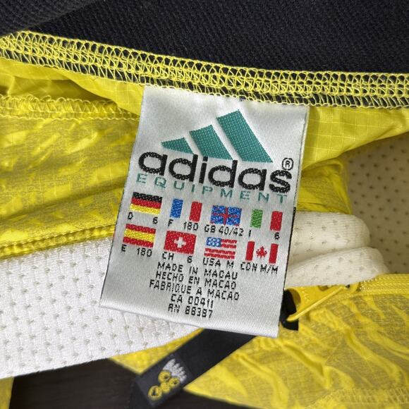 Vintage Adidas Equipment Jacket Mens Medium Zip Up Windbreaker Retro 90s Yellow - Picture 3 of 12